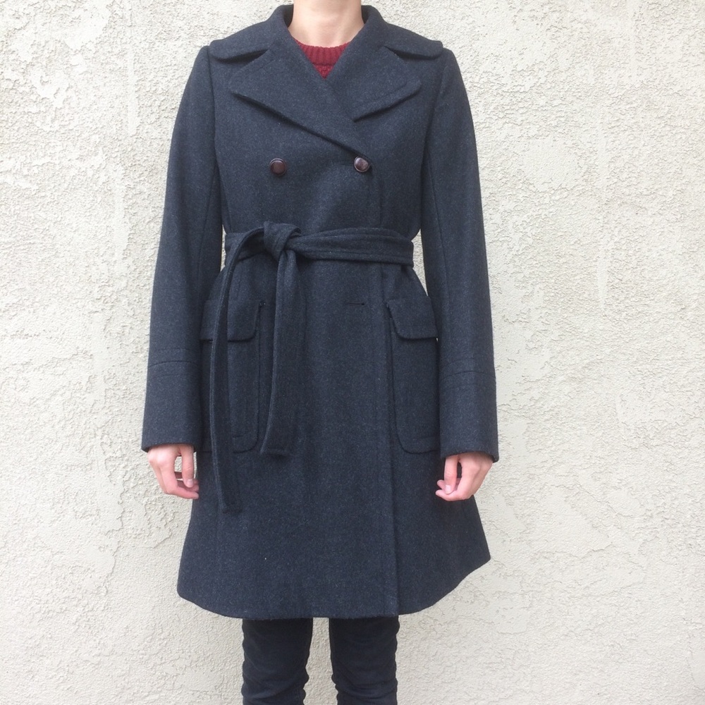 J.Crew Charcoal Double Breasted Pea Coat - Picture 2 of 6
